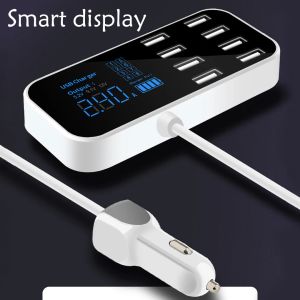 Hubs Car USB ładowanie Stacja 8ports DC 1224V Multi port ładowarka USB C z wyświetlaczem LCD na iPhone'a Android Samsung