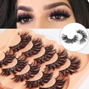 Neue 5 Paare Volumen falsche Wimpern Wispy Wimpern natürlicher Look gefälschte Wimpern Katzenauge Faux Nerzflausch flauschige Streifen handgefertigte falsche Wimpern falsche Wimpern