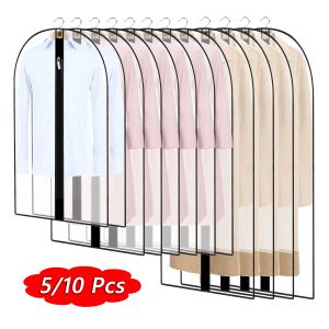 Acessórios 5/10pcs pendurados capa de poeira roupas de vestuário de roupas de vestuário para casaco de roupas de armazenamento de roupas de pó de pó Organizador de guarda -roupa pendurado na capa do guarda -roupa