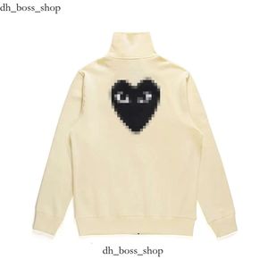 Designer Men's Hoodies Com Des Garcons Sweatshirt Mockneck CDG Spela Big Heart Hoodie Full Zip Up Beige Märkesstorlek XL 775