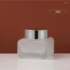 Bottiglie di stoccaggio 50 g Sertine di vetro smerigliato in pentola stagno da giorno Crema Night Eye Essence/Idratanti Maschera Gel/cera per cura della pelle Bottiglia cosmetica