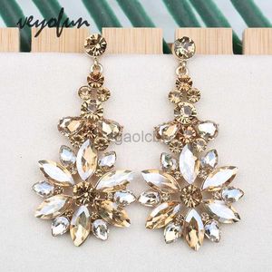 Dangle Chandelier Veyofun Luxury Big Crystal Drop Earrings Wedding Dangle Earrings Fashion Jewelry for Women Gift Wholesale d240323