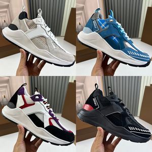 2024 Latest Thick Sole Couple Sports Shoes Vintage Plaid Suede Leather Logo Printed Casual Shoes Curved TPU Sole Lace Up Velcro Buckle Casual Training Shoes Size 35-45