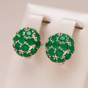 Dangle Chandelier Kinel Unusual Full Sparkling Green Natural Zircon English Earrings for Women Luxury 585 Rose Gold Color Party Daily Jewelry d240323