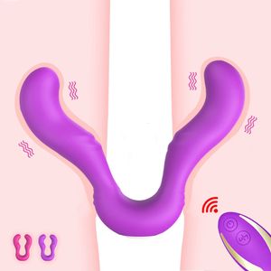 Strapless Strapon Dildo Vibrator for Couples Lesbian Wireless Remote Control Doubleheads Adult Sex Toys 240412