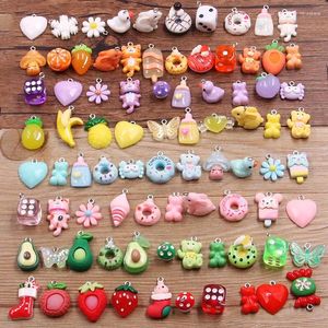 Charms 10Pcs 8 Color Mix Fruit Animals Flowers Sieve Resin Earring Diy Findings Keychain Bracelets Pendant For Jewelry Making