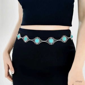 Correia da cintura Celra uma cadeia de cintura de turquesa de metal para feminino em forma de diamante de renda com um cinto para lazer e jogo retrô