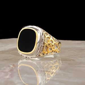 Bands Vintage Handmade Turkish Signet Ring for Men Women Ancient Silver Color Black Stone Punk Rings Religious Jewelry Accessories