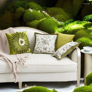Kudde grönt ljus lyx täcker dekorativ blomma jacquard lapptäcke nordisk modern soffa 45 45/30 50 cm