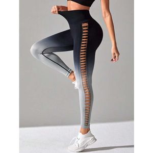 Designer Women's Pants Elastic Pants Solid Color Yoga Pants High Waist and Hip Lifting Fitness Pants Side Hollowed Out Seamless Sports Tight Pants L3M3
