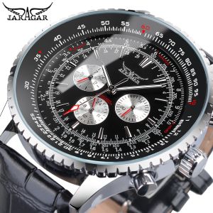 KITS JARAGAR AVIGATOR SERIE 3 DELLA NERA BLACK GENINE PELLE CINTURA MASHIO MIRILE MILITARI AUTOMATICO MECCANICO TRIM OROLOGIO DI LUGO