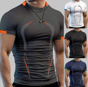 Novo academia de verão, camiseta respirável masculino rápido secar camiseta de camiseta treinando camisetas de fitness t-shirt correndo camiseta