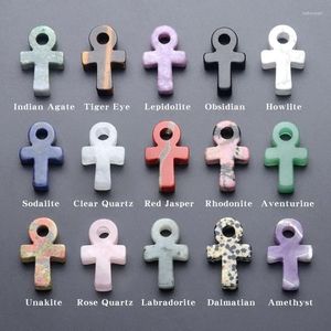 Charms 1pc Natural Stone Ankh Pattern Croce Croce Religio Rune Vita Talisman Ornamento Divinazione Gioielli DROPRI ACC.