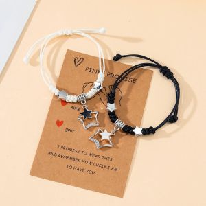 Strands Simples New Couple Bracelet Five Point Star Knot Casal Cartão Handrope Gift Gift Wholesale