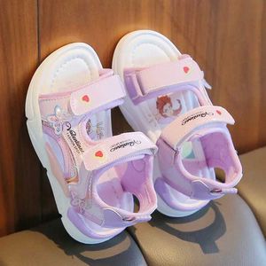 Slipper Sandalias Princess Sandals Summer New Cartoon Girl Shoe Soft Sole Baby Sandals Fashion Beach Shoe Plat Sandals Kid Shoe Y240423