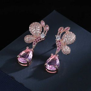 Dangle Chandelier 925 Silver Fashion Micro Set Zircon Earrings Colorful Butterfly Drop Womens Party Birthday Jewelry Gifts H240423