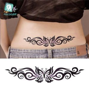 Tattoos Hot Sale 2020 Butterfly Flower Girls Tattoo temporário Design preto Corpo Body Fake Tattoo Sticker Belly Breath Impermend for Women