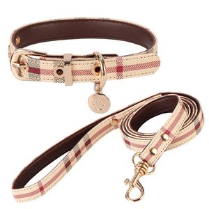 Designer Dog Collar Leash set for Small Dogs Adjustable Soft Leather Luxury Pet Collar with Buckle for Girl and Boy Puppies Step In Dog Harness Leash set - M (12-17.5 inch) B36