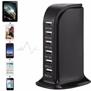 Hubs 30W Multi 6 Port USB Charger 6A Rapid Charging Station Desktop Hub Connectors Extension Socket Platooninsert Hub Connectors