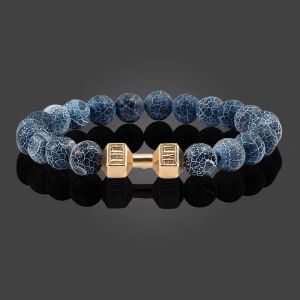 Stränge schwarz verwitterte Armband Verstellbare Barzeletts für Frauen Männer Perlen Armband Hantel Herren Mode Yoga Schmuck Originalangriffe