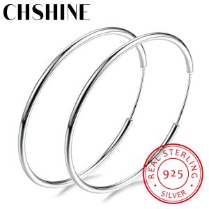 Örhängen kvinnor 100% 925 sterling silver båge örhänge runda cirkel sling gåvor lådan förpackning enkel silver båge örhängen piercing