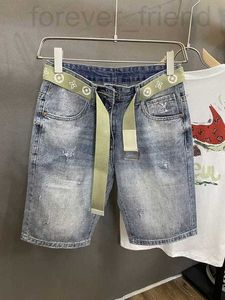 Mäns jeansdesigner perforerade denimshorts, mäns trendiga varumärke lös och avslappnad amerikansk överdimensionerad tiggare capris, sommar tunna shorts 00yt