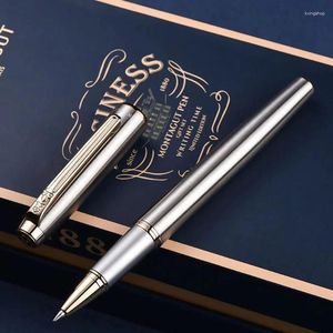 Montagut Pürüzsüz Gümüş Namlu Altın Trim Iridium Roller Top Pen Zarif Yazma Hediyesi Kutu M001R