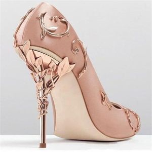 Ralph Russo rosariode Gold bequemer Designer Hochzeit Brautschuhe Mode Frauen Eden Heels Schuhe für Bräute Abend Party Prom Schuhe245b