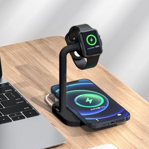 Caricabatterie Wireless Charger Stand Dock per iPhone 13/12 Pro Max iPhone 14 Pro, Stazione di ricarica rapida Qi per Apple Watch Series SE/6/5/4/3/