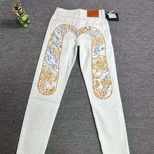 Nowe morelowe wypalone dżinsy swobodne z chińskim wydrukowanym haftowanym Xiangyun 2023 Loose Pants 499169