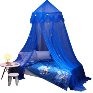 sets Children's Blue Star Dreamy Fantasy Star Hanging Lace Dome Mosquito Net Canopy European Korean Round Bedroom Bedding Curtain