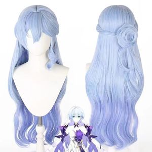 Lady 95cm de longa perucas encaracoladas moda cosplay bebê azul macio de fantasia de cabelo