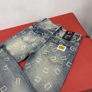 Calças de jeans de jeans de jeans bordados de metal calças casuais moda calças retas Carta de alta qualidade Carta Jacquard Leggings Man Roupas de luxo