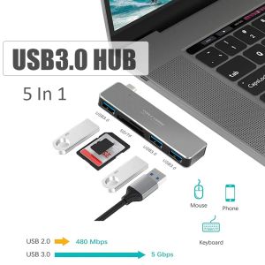 Hubs USB C Hub 5 em 1 Adaptador de cubo do tipo C para Book Pro 2019/2018/2017, Book Air 2018, Huawei Google Chromebook Samsung Galaxy