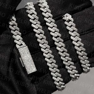 Оптовая 6 мм 8 мм 10 мм 14 мм хип -хоп VVS Diamond Rock Bracele Bracelet Drophishing серебро ICED OUT Кубинская звенья Moissanite Chain
