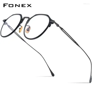 サングラスフレームfonexチタン眼鏡フレームメンシンプルデザイン2024レトロスクエア光学メガネ