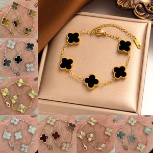 With box Fashion 18K Gold Plated Classic Four-leaf Clover Designer Jewelry Elegant Mother-of-Pearl Bracelets For Women and Men High Quality