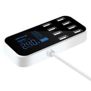 HUBS A9S Szybka ładowarka samochodowa 8 port Multi USB Wyświetlacz Wyświetlacz LCD 12V Połącz Połącz USB dla tabletów telefonicznych DVR