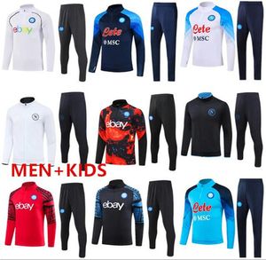 24/25 Half Pull Long Sleeve Napoli Tracksuit Soccer Jersey Football Kit SSC Naples AE7 D10S Hommes Suit Tharing Wear Formation Tuta Chandal Speciting