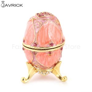 Ekran Pembe Aşk Kalp Fabergeegg Serisi El Boyalı Takı Biblo Kutusu Paskalya Ev Dekoru Koleksiyonu için Eşsiz Hediye