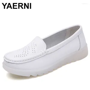 Casual Shoes Spring Summer White Hollow Leather Waman Loafers Flats Women Daily Work Liesrue Sport Mom 34-41