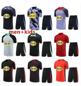 24/25 Short sleeved suit Men soccer tracksuit 23 24 soccer jersey kids football training suit tracksuits survetement foot chandal jogging kits sets AXA