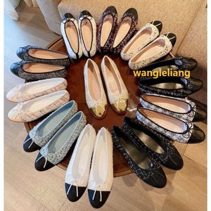 Dress Shoes Designer Ballet Flats Shoe Spring Autumn Sheepskin Bow Boat Lady Leather Lazy Dance Loafers Women SHoes Large Size 34-42 Leather Sole 000