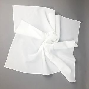 Kvinnor Silk Scarf Square Neck Shawls Lady White Solid Bandana Hair Band Kerchief för DIY Målning 240423