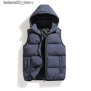 Men's Vests Mens autumn and winter warm vest vest mens hood loose solid color mens camisole Q240422 2