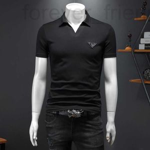 Men's Polos designer Trendy brand lapel T-shirt men's silk cotton oversized 2024 summer new short sleeved Polo shirt t business suit AMEQ