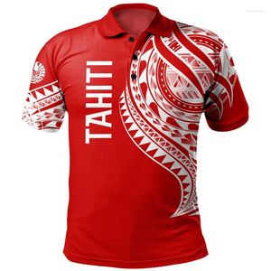 Polos da uomo Hawaiian Tahiti Pattern Polo Shirt for Men Fashion 3D Stampa 3D Polinesia bottoni Polinesia