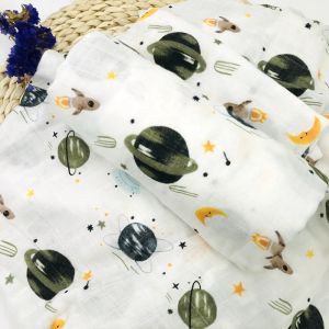 Conjuntos de espaço 100% de fibra de fibra de bambu impressão impressão floral para roupas de cama de bebê toalhas cobertas recém -nascidas para bebês swaddle wrap