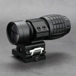 オプティクス戦術3x 5x拡大器レンズ光学スコープwihtクイックリリースサイドフリップ20mmレールマウントホログラフィック反射レッドドット視力