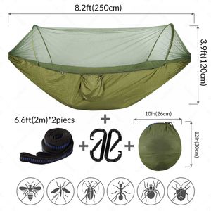 Móveis de acampamento Anti -Outdoor 2023 Camping Hammock com Mosquito NET POP Equipamentos de sobrevivência Supplies Shelters Travel Garden Conjuntos de jardins portáteis Y240423